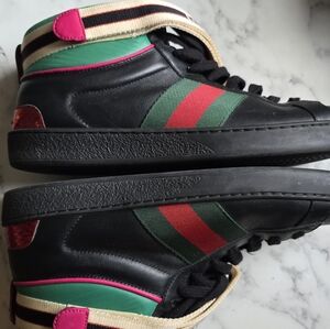 Stylish Black and Green High-Top Sneakers